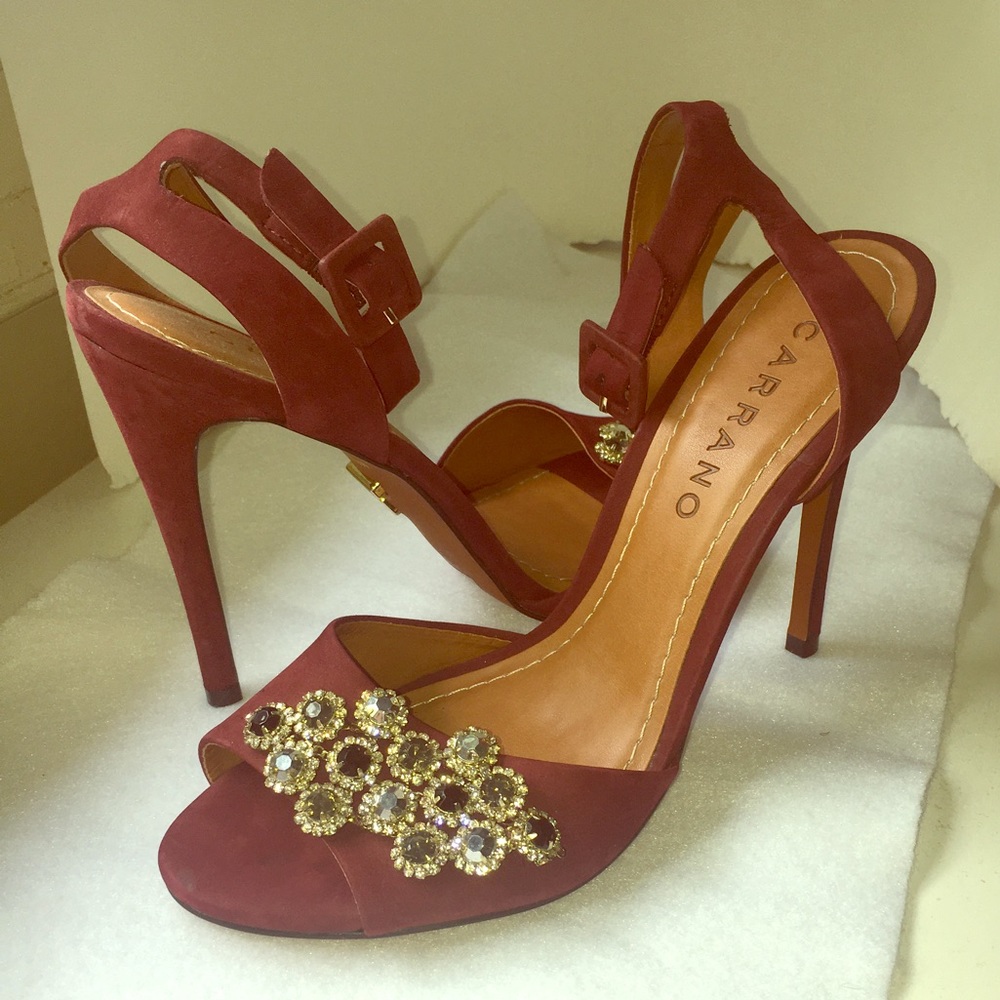 Carrano bejeweled Maroon heels